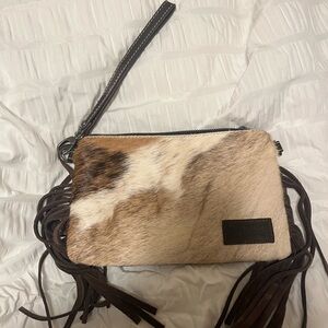 Montana West Tan and Brown Cowhide Clutch